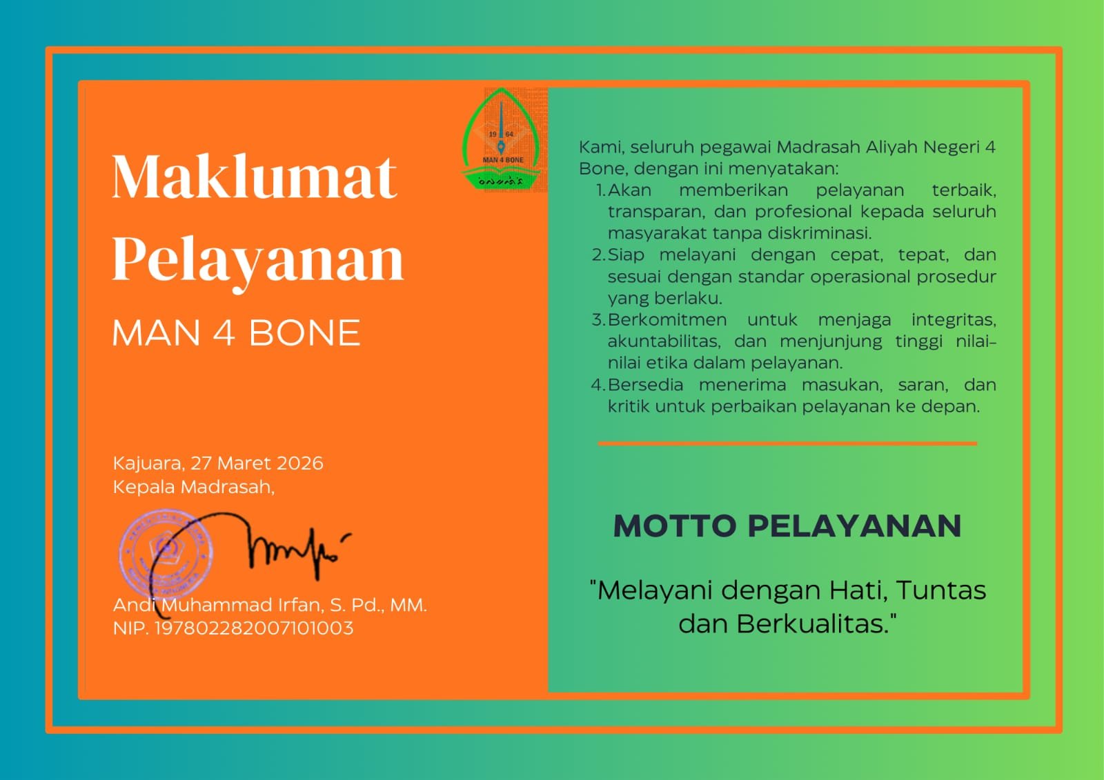 Maklumat Pelayanan MAN 4 BONE